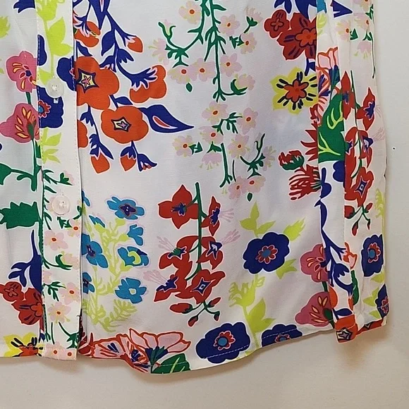 Boden Flame Scarlet Diamond Terrace Alicia Red and Pink Floral Blouse Size 8 - Picture 8 of 16